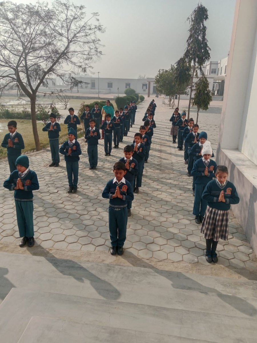 Students gathered in the school courtyard